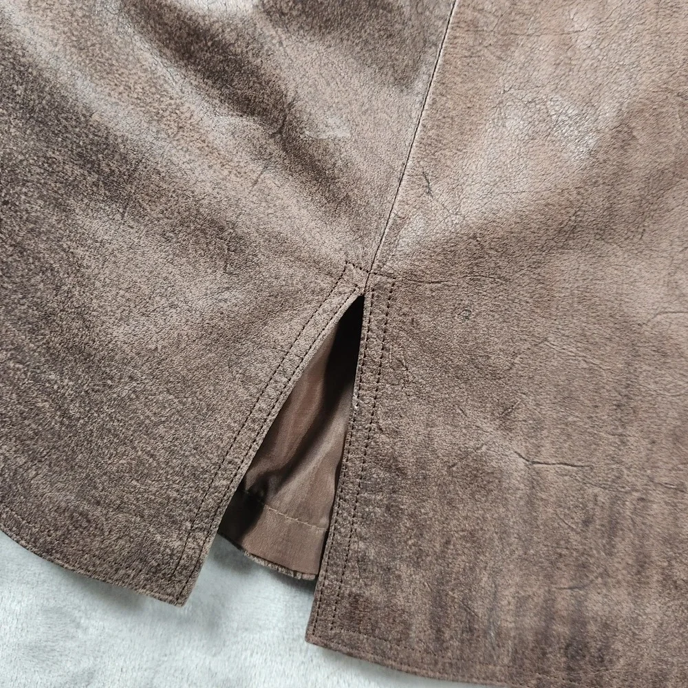 Tarazzia Internationale Genuine Leather Pencil Skirt Brown Vintage 90s Size 7/8